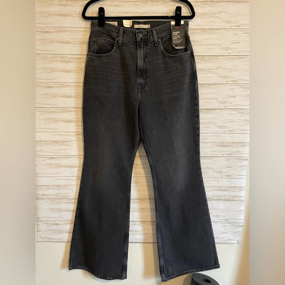 Levi's Black High-Rise Wide-Leg Jeans - Picture 9 of 15